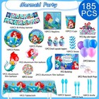 185pcs Little Mermaid Party Decorations Little Mermaid Birthday Party Supplies
