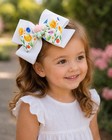 Girls Multicolor Floral Tulip Hair Bow Large Grosgrain Ribbon Alligator Clip