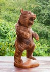 12  Wooden Hand Carved Grizzly Bear Statue Handmade Figurine Sculpture Art Decor