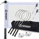 Badminton Set Professional Badminton Net W poles 4 Rackets  Shuttlecocks Outdoor
