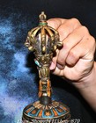 9 4  old Tibet Buddhism Bronze Painting Bell Weapon Phurba Dagger Holder Faqi