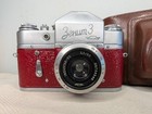 Vtg Zenit 3 Camera Soviet Red Body Ussr Industar 50mm Lens   Formed Leather Case