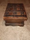 Vintage Wooden Square Iron Detailed Hinged Latched Storage Treasure Chest Box