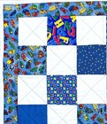 Baby Quilt Handmade Boy s Blue Crib Blanket  40  X 40  New Trucks   A B C s