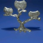 Vtg Hunter Pewter Figure Owls Tree Sculpture Three Stylized Birds Signed 