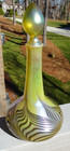 Large Signed 1979 Lundberg Studios Art Glass Pulled Feather Bottle W  Stopper