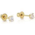 Genuine Diamond 4 Prong Child baby Stud Earrings In10k Yellow Gold - Screw Backs