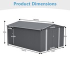 12x14ft Outdoor Metal Storage Shed With Durable Frame And Lockable Door  Grey