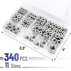 Sae Hex Nuts Assortment Kit Stainless Steel 11 Sizes 340 Pieces Hardware