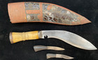 Antique Vintage Nepalese Gurkha Kukri Combat Knife W  Leather Scabbard Sheath