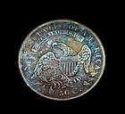 1834 - Capped Bust Half Dollar 50c Piece Silver Coin Patina   Some Blue Tone