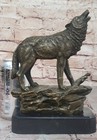Art Bronze Sculpture Statue Figure Wolf German Shepherd Dog Marble Decor Gift