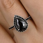 5ct Pear Cut Lab Created Black Sapphire Engagement Ring 14k Rose Gold Finish