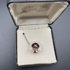Vtg Mid Century Anson Tie Tack Starburst Silver Tone Red Enamel Nos
