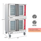 Double-deck 3-phrase 208v Electric Commercial Convection Oven Full Size Etl