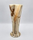 Vintage Hand Carved Natural Stone Vase Polished Banded Calcite Onyx Marble 7 