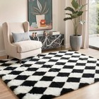  Checkered Rug 5x7 Area Rugs For Kids Bedroom Soft Shag Rug Fluffy Fuzzy 