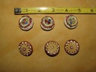 Vintage Lot Of 6 Flowers Floral Buttons  Two Sets Of Three  Rhinestone   Painted