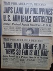 Seven December 1941 Philadelphia Record Newspapers  Pearl Harbor   After