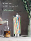 Straw Holder Dispenser 100 Pcs Straws Includ - Clear Glass Drinking Straw Contai