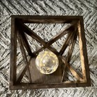 Rustic Brown Wood Lantern Built-in Led Light Battery Powered Square 16 In