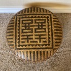 Antique Vintage Chinese Wedding Sewing Basket With Lid Woven Bamboo Large 14    Ec