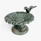 Verdigris Sunflower Bird Bath  Cast Iron Pedestal Feeder