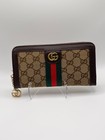 Gucci Gg Monogram Canvas Zip Wallet With Web Stripe