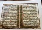 Rare Museum Large 15th Century Illuminated Manuscript Leaf On Parchment