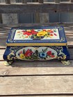 Fricke   Nacke West Germany Floral Tin Footed Box 7 5    Vintage