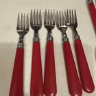 Setting For 5 Mcm  1930s Cherry Red Bakelite Handle Stainless China