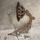 Antique Victorian Ornate Cast Iron Oil Lamp Holder Wall Sconce Dated 01-30-1877