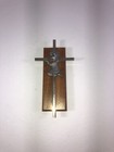 Vtg Catholic Praying Girl Metal Cross On Wood Communion Mid Century Wall Decor