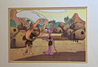 Two Animation Cells And Original Pencil Drawings 32x24  32 X30 Framed