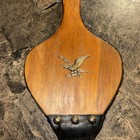 Vtg Fireplace Bellow Air Blower Fire Starter Wood Brass Leather With Eagle 15 In