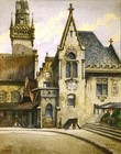 Adolf Hitler Munich s Old City Hall Vintage Art Print Antique Painting