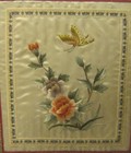 Lovely Antique Hand Embroidered Asian Silk Flower   Butterfly Scene Framed  