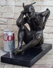 Nude Satan Devil Demon Satyr Bronze Statue Sculpture Figure Original Signed Art