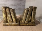 Mt1009 Set Of  books  Bookends  Resin With Antique Gold Tone Finish