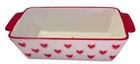 Prima Design Hearts        Design Baking Dish   Loaf Pan Red   White Nwt