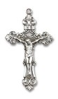 Sterling Silver Catholic Cross Crucifix Medal Pendant Necklace 24  Chain Giftbox