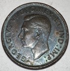Canada Cent 1947 Coin Rainbow Toning Patina Canadian Penny King George Vi Km  32