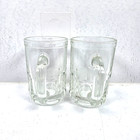 Vtg Clear Glass Root Beer Mugs Set Of 2 Paneled Base Heavy Duty Kids Size 8 Oz