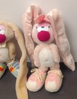 Applause Vtg Plush Long Eared Bunny Rabbit Large W Large Shoes Pink Tag Lot Of 2
