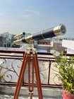 Antique-style-brass Telescope On Adjustable Wooden Tripod Vintage Nautical Marin