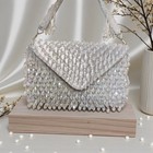 Crystal Beaded Fringe Evening Bag Rhinestone Satin Clutch Handbag Wedding Party