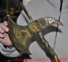 17 6 old China Ancient Dynasty Bronze Wealth Dragon Loong Exorcism Axe Statue