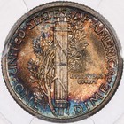 1917 10c Pcgs Ms65 Fb Toned Mercury Silver Dime Full Bands Gem Uncirculated
