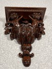 Vtg Cherub Bracket Wall Mount Wooden Shelf Mahogany Putti Hand Carved D applique