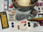 Vtg Assorted Sewing Notions Spools Some Wooden Oval The American Homestead  Tin